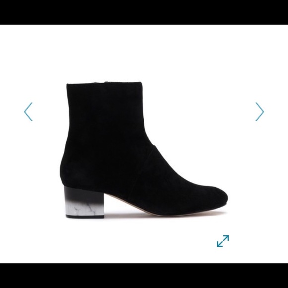 New Chic Halston Heritage Black Marble Pattern Block Heel Bootie - Picture 3 of 5